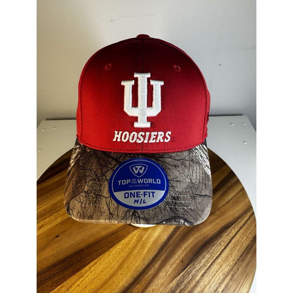 New Indiana Hoosiers NCAA Realtree Hunting Hat OneFit Cap Camo M/L